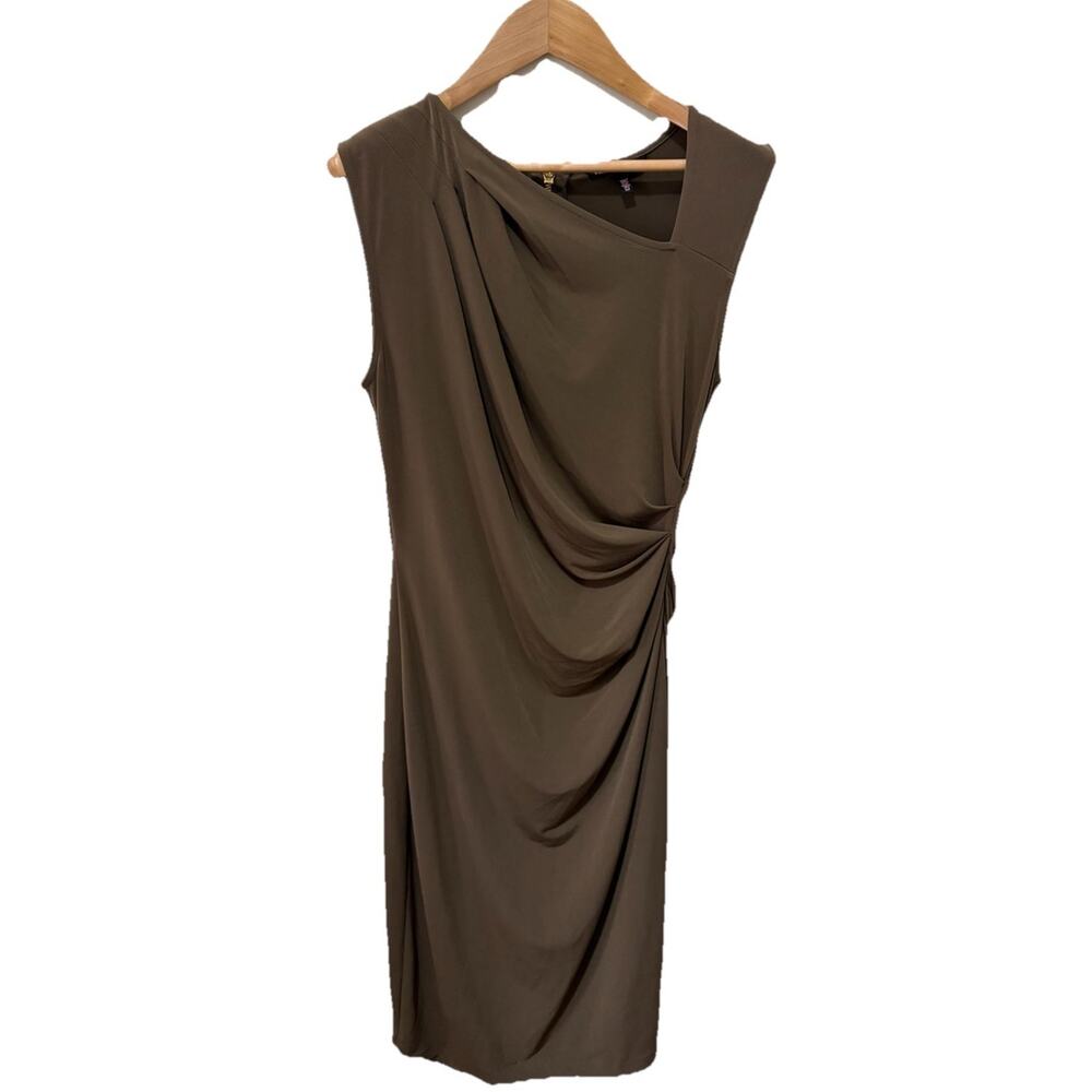 Victoria’s Secret Brown Taupe Cocktail Dress Fitted Asymmetrical‎ Collar Size S